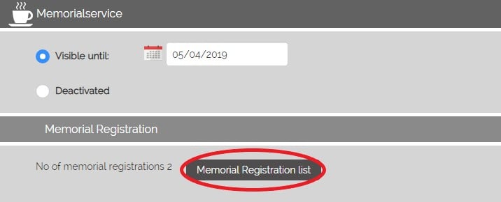 Memorial registration list